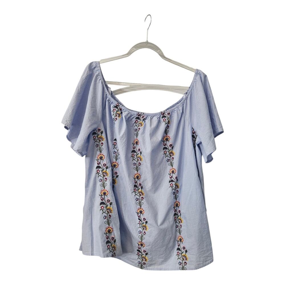 Lane Bryant NWT Blouse Size 18/20 Floral Embroidered Off-Shoulder Peasant BOHO